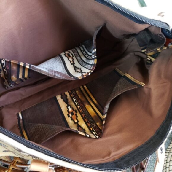 NWOT Western Boho Canvas Leather Large Bag Duffle - Picture 11 of 13